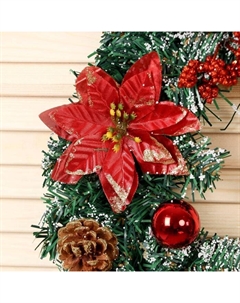 Венок новогодний d=36 см «. Шишки», с красными цветами Зимнее волшебство