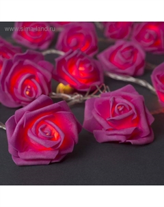 Гирлянда «Нить» 5 м с насадками «Розы розовые», IP20, прозрачная нить, 20 LED, свечение тёплое белое, 220 В Luazon lighting