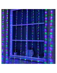 Гирлянда «Водопад» 2×3 м, IP44, прозрачная нить, 800 LED, свечение мульти, 8 режимов, 220 В Luazon lighting