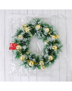 Венок новогодний d=30 см «. Золотистые шарики в инее» Зимнее волшебство