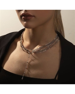 Колье «Кольцо» асимметрия, цвет белый в серебре, 35 см Qf