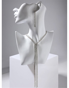 Набор 2 предмета: серьги, колье «Лёд. Дорожка», цвет белый в серебре, 50 см Qf