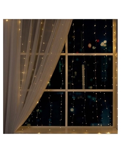 Гирлянда «Занавес» 2×2 м роса, IP20, серебристая нить, 300 LED, свечение тёплое белое, 12 В Luazon lighting