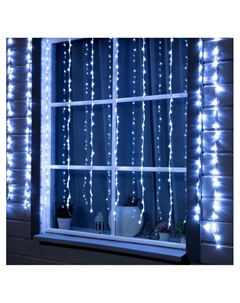 Гирлянда «Водопад» 2×1.5 м, IP44, прозрачная нить, 400 LED, свечение белое, 8 комбинаций режимов, 220 В Luazon lighting