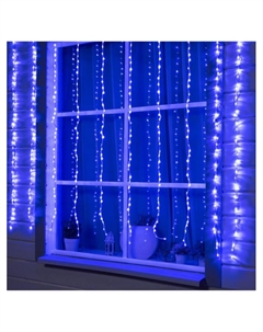 Гирлянда «Водопад» 2×1.5 м, IP44, прозрачная нить, 400 LED, свечение синее, 8 комбинаций режимов, 220 В Luazon lighting