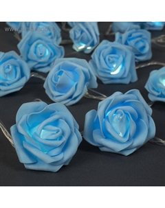 Гирлянда «Нить» 5 м с насадками «Розы синие», IP20, прозрачная нить, 20 LED, свечение тёплое белое, 220 В Luazon lighting