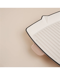 Сковорода-гриль SL Home, d=26 см, h=4.5 см, эмалированное покрытие, индукция, со сливом, бежевая Sima-land home