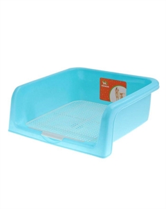 Туалет для собак с высокими бортами и съемной сеткой 42×41×16 см, голубой Пижон