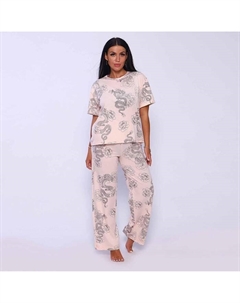 Комплект женский домашний (футболка/брюки), цвет розовый, размер 52 Руся