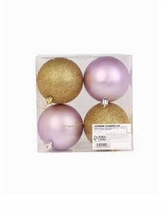 Шары ёлочные новогодние «Время счастья!», пластик, d=8, 4 шт., золотой, розовый Сима-ленд