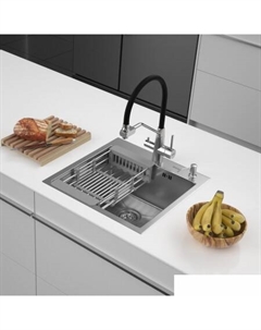 Кухонная мойка ECO AR мойка 500*500, коландер, дозатор SATIN DECOR VOLCANIC ROCK Arfeka