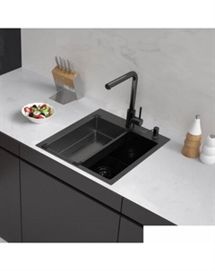 Кухонная мойка Eco AR мойка 450*500, коландер G, дозатор Black Decor Millet Arfeka