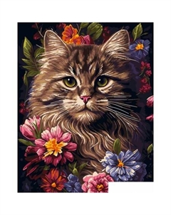 Картина по номерам Кот в цветах Рх-158 Lori