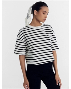 Футболка женская молочная в черную полоску Mark formelle