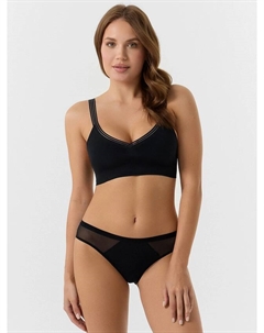 Трусы женские слипы черного цвета с деталями из сетки Mark formelle