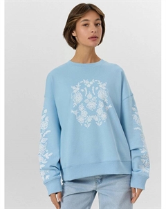 Свитшот женский голубой с цветочным принтом Mark formelle