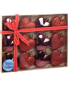 Набор елочных игрушек Волшебная страна Сердце бордовое / 110449