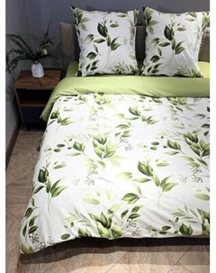 Комплект постельного белья Luxsonia Веточки оливы 2сп с простыней на резинке / Ви26-0326/220