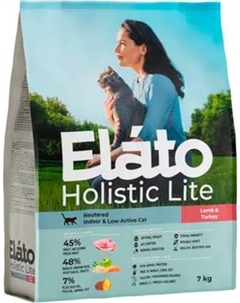 Сухой корм для кошек Elato Holistic Lite Для стерилизованных кошек с ягненком и индейкой