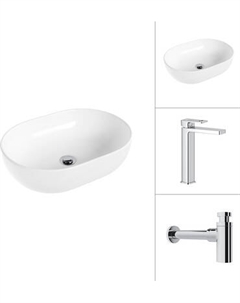 Умывальник со смесителем Lauter 21836A + Cascade 21СК0655C с сифоном 21635CH