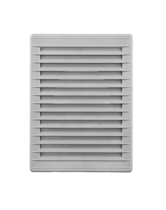 Решетка вентиляционная с косыми ламелями, с сеткой, прямоугольная, 172х230мм, с выводом 140x210мм, серый Airroxy