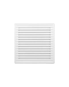 Решетка вентиляционная с сеткой квадратная 170х170мм с круглым выводом Ø100мм, пластик, белый Airroxy