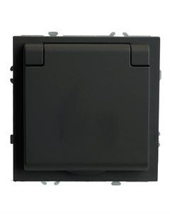 Розетка Эмили 1-гнездн. с/з с/ш с/кр (без рамки) чер. уг. RST 49855 Stekker