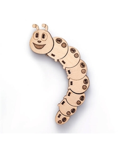 Деревянный конструктор 3D пазл Гусеница ТУТТА Drovo