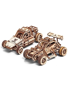 Деревянный конструктор 3D Набор внедорожников "Дорога ярости" Drovo