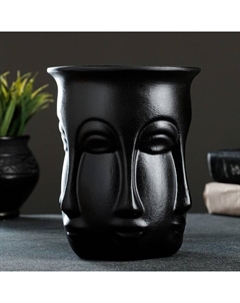 Декоративное кашпо для цветов «Аделия», 1 л, 16×13 см, керамическое, чёрное Хорошие сувениры