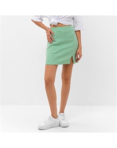 Юбка мини с разрезом женская : Classic Collection, размер 42, зелёная, белая Mist