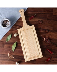 Доска разделочная с ручкой "Прямоугольная", для сервировки и подачи, 43х15 см, массив ясеня Доброе дерево