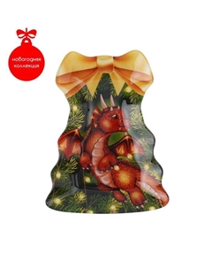 Блюдо стеклянное сервировочное «Ёлочка с бантом. Дракоша», 21×16 см Доляна