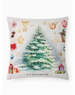 Подушка декоративная новогодняя «. Time to decorate», 40×40 см, велюр Этель