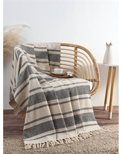 Плед с кисточками «», тёмная полоса с таффтингом, 125×150 см Этель