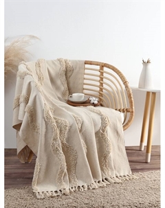 Плед с кисточками «», 125×150 см, бежево-серый Этель