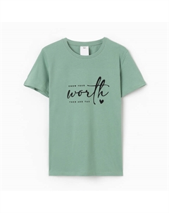 Футболка женская «Worlh», цвет зелёный, р-р 52 Текстиль центр
