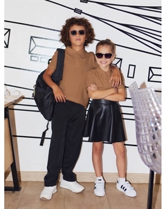 Футболка поло детская : Basic line, бежевая, рост 128 см Minaku