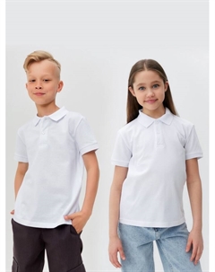 Футболка поло детская : Basic line, белая, рост 116 см Minaku