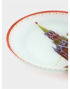 Блюдо новогоднее сервировочное «Московский мишка», d=19 см, стекло, цвет белый Доляна