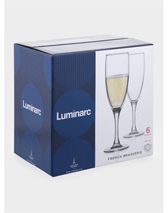 Бокалы для шампанского French Brasserie, 170 мл, h=18.5 см, набор 6 шт., стекло, прозрачные Luminarc