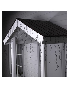 Гирлянда «Бахрома» 4×0.6 м, IP44, тёмная нить, 180 LED, свечение синее, мерцание белым, 220 В Luazon lighting