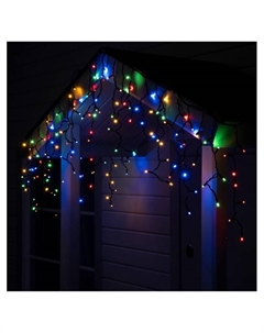 Гирлянда «Бахрома» 3×0.6 м, IP65, УМС, тёмная нить каучук, 108 LED, свечение мульти, 220 В Luazon lighting