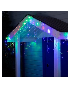 Гирлянда «Бахрома» 4×0.6 м, IP44, прозрачная нить, 180 LED, свечение мульти, 8 режимов, 220 В Luazon lighting