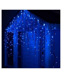 Гирлянда «Бахрома» 3×0.9 м, IP65, УМС, тёмная нить каучук, 144 LED, свечение синее, 220 В Luazon lighting