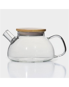 Чайник стеклянный заварочный с бамбуковой крышкой и металлическим фильтром «Эко», 800 мл, 20×13×12 см Bellatenero