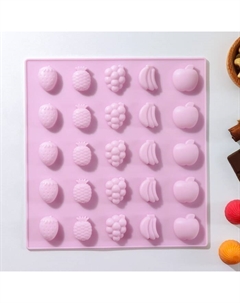 Форма для мармелада «Фруктовый рай», 22.5×23.5×1.5 см, 25 ячеек, цвет розовый Доляна