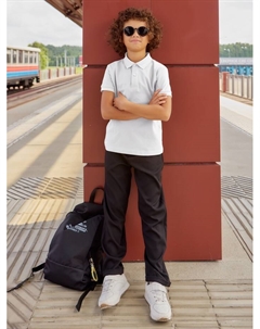 Футболка поло детская : Basic line, белая, рост 128 см Minaku