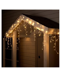 Гирлянда «Бахрома» 4×0.6 м, IP44, белая нить, 180 LED, свечение тёплое белое, 8 режимов, 220 В Luazon lighting
