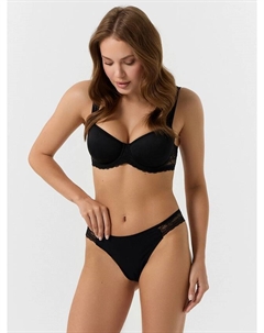 Трусы женские стринги черные с деталями из кружева Mark formelle